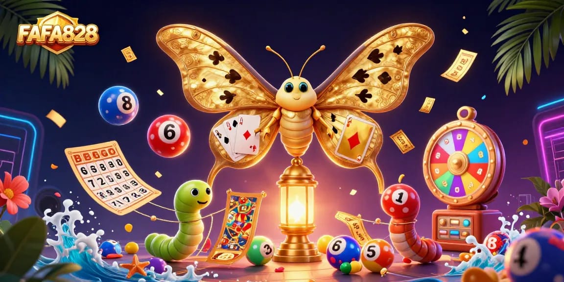 Engage with thrilling FAFA828 casino scenes featuring vibrant characters and dynamic lottery elements.