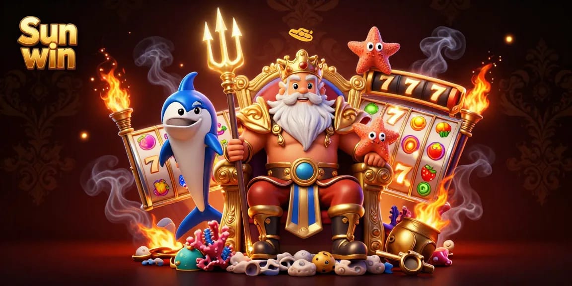 Win big with Sun win's exciting slot reels, featuring Neptune and dynamic symbols.