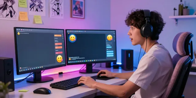 Engaged user in an ai hentai chat with vibrant anime character graphics.