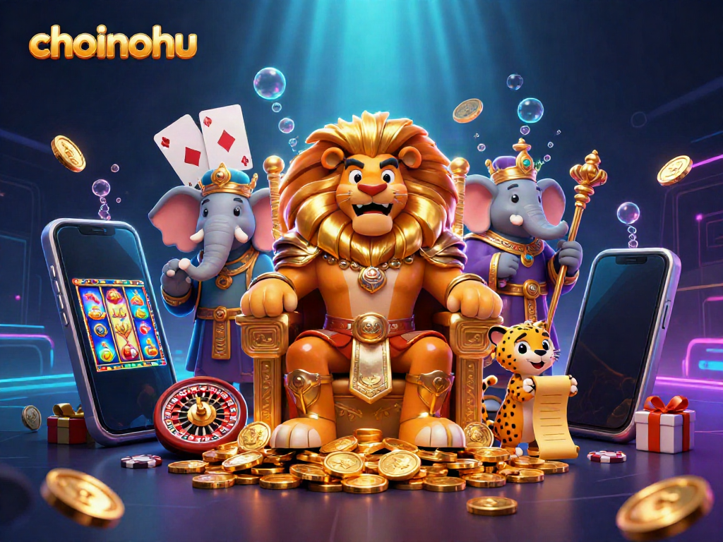 Win big with choinohu's vibrant 3D scene showcasing an immersive online casino environment.