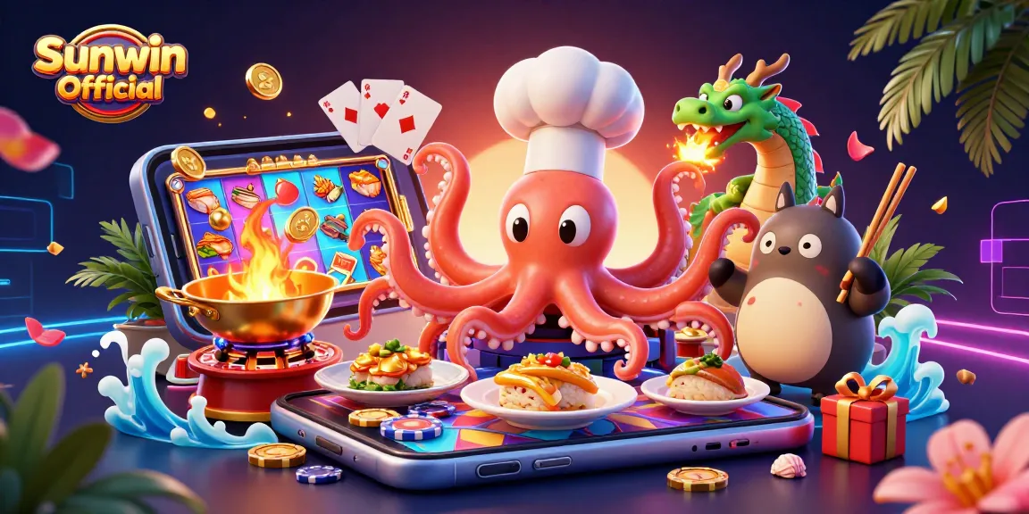 Engage in thrilling gameplay at Sunwin Official with dynamic illustrations showcasing exciting elements of online gaming.