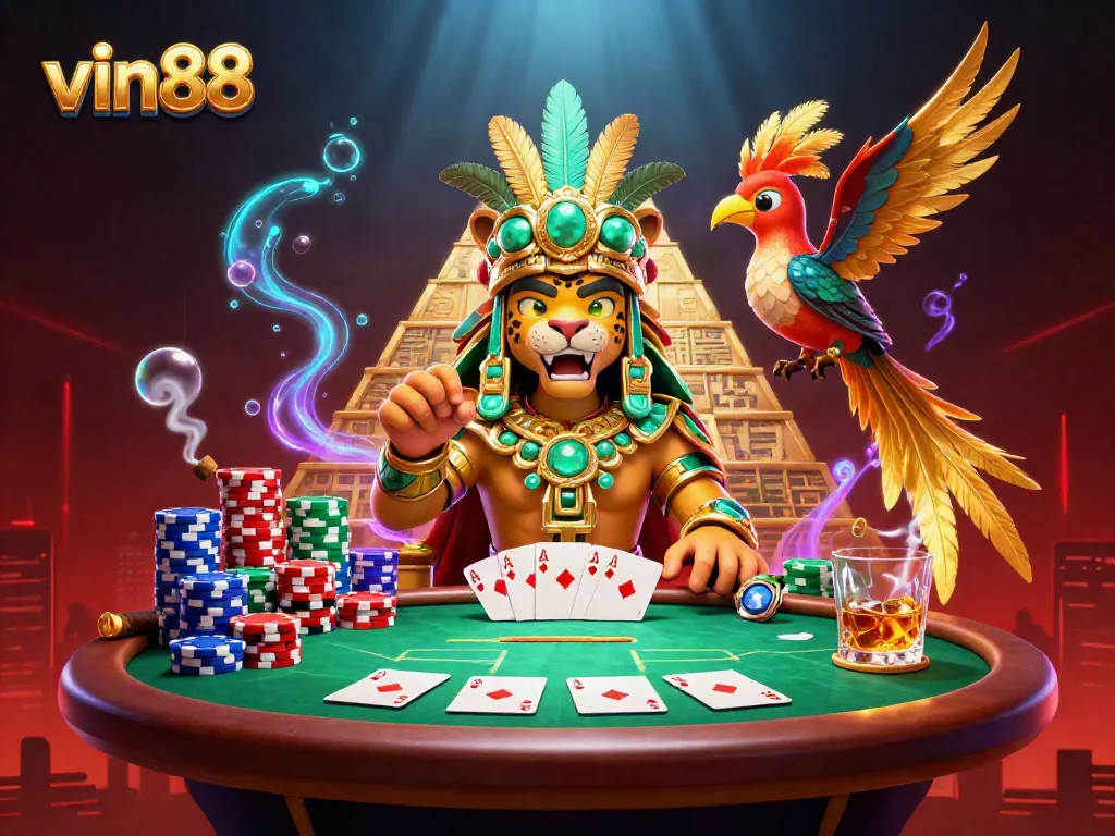 Experience incredible wins at vin88 with a vibrant 3D scene capturing the rush of casino excitement.