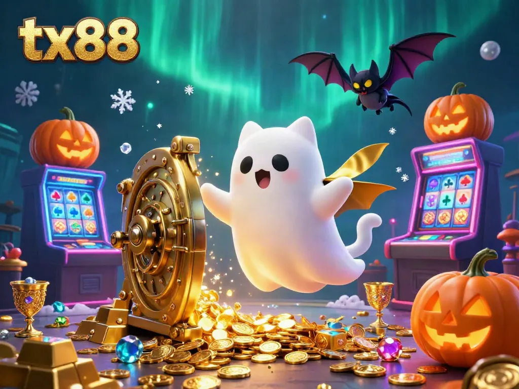 Engage with tx88 by spinning slots and winning treasures in this enchanted casino scene.