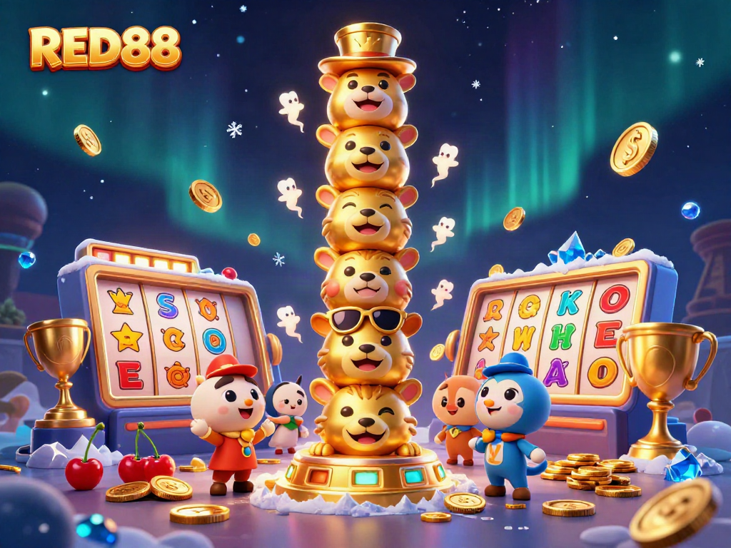 Immerse yourself in the dynamic gameplay of RED88 with vibrant slot machines and lively casino elements.