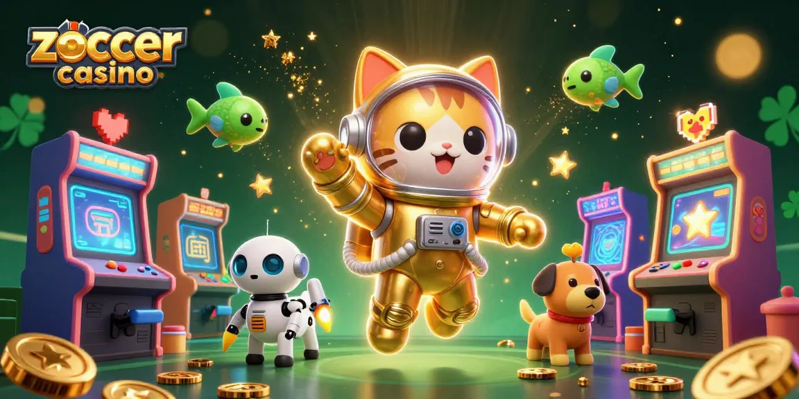 Experience the excitement of zoccer casino with a vibrant 3D illustration of characters and gaming elements.